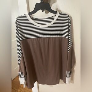 SHEIN Black and Brown Striped Blouse